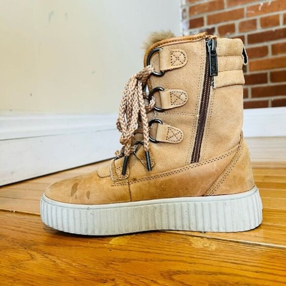 Pajar Cade Canada Shearling Insulated Tan Leather Ankle Winter Boot 6-6.5 - Picture 15 of 16